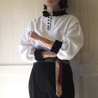 ■ORDER■white×black cafe blouse / linencotton