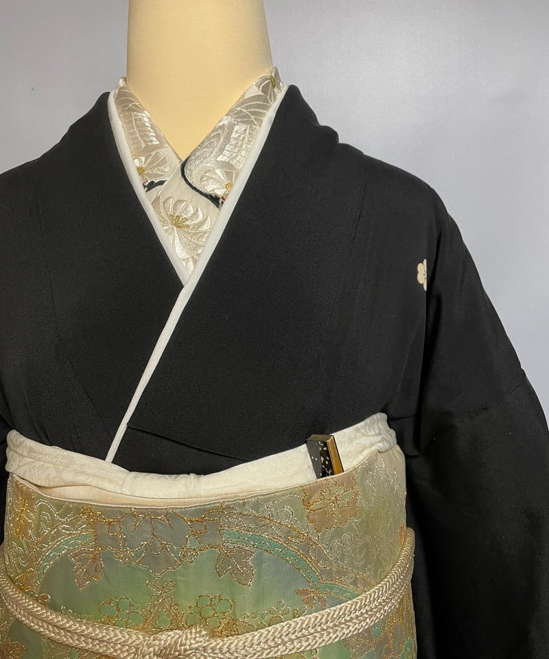 正絹 アンティーク着物 黒留袖 大正から昭和初期