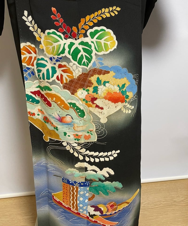 アンティーク黒留袖一式レンタル 昭和初期 桐に舟紋様 | 着物