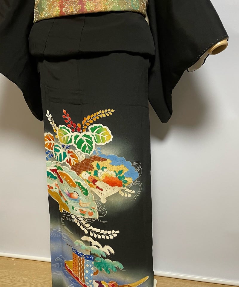 日本製】 正絹 大正後期から昭和初期 黒留袖 アンティーク着物 着物 