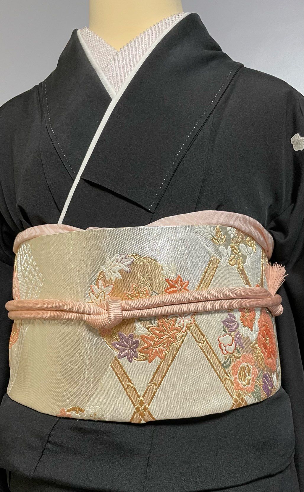 黒留袖 四季の花×御所車 正絹着物一式レンタル | 着物レンタル磯村