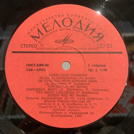Александр Зацепин / Песни Из Телефильма "31 Июня" (LP)