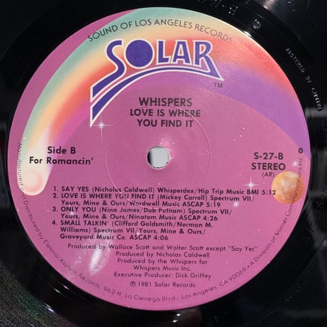 Whispers / Love Is Where You Find It (LP)