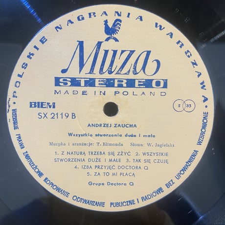 Andrzej Zaucha / Wszystkie Stworzenia Duże I Małe (LP)