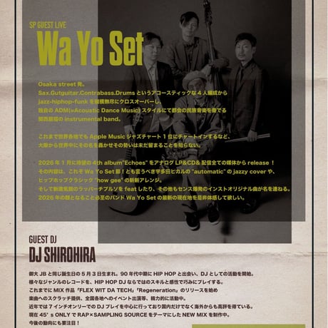 Wa Yo Set new album “Echoes”release tour 2026 in Hiroshima チケット