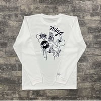 RECORD SHOP MIZOオリジナルロングスリーブTシャツ WHITE + BLACKプリント