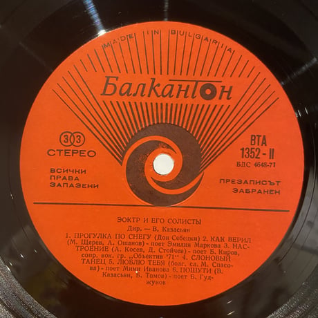 W. Kazasyan, Variety Orchestra Of The Committie For TVR / Естраден Оркестър На КТР И Неговите…(LP)