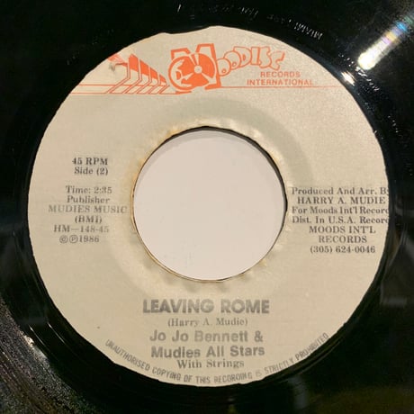 Jo Jo Bennett & Mudie's All Stars / Leaving Rome (7")
