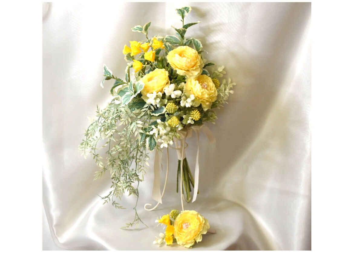 ブーケとブートニア ラナンキュラス 黄色 | Dar flores