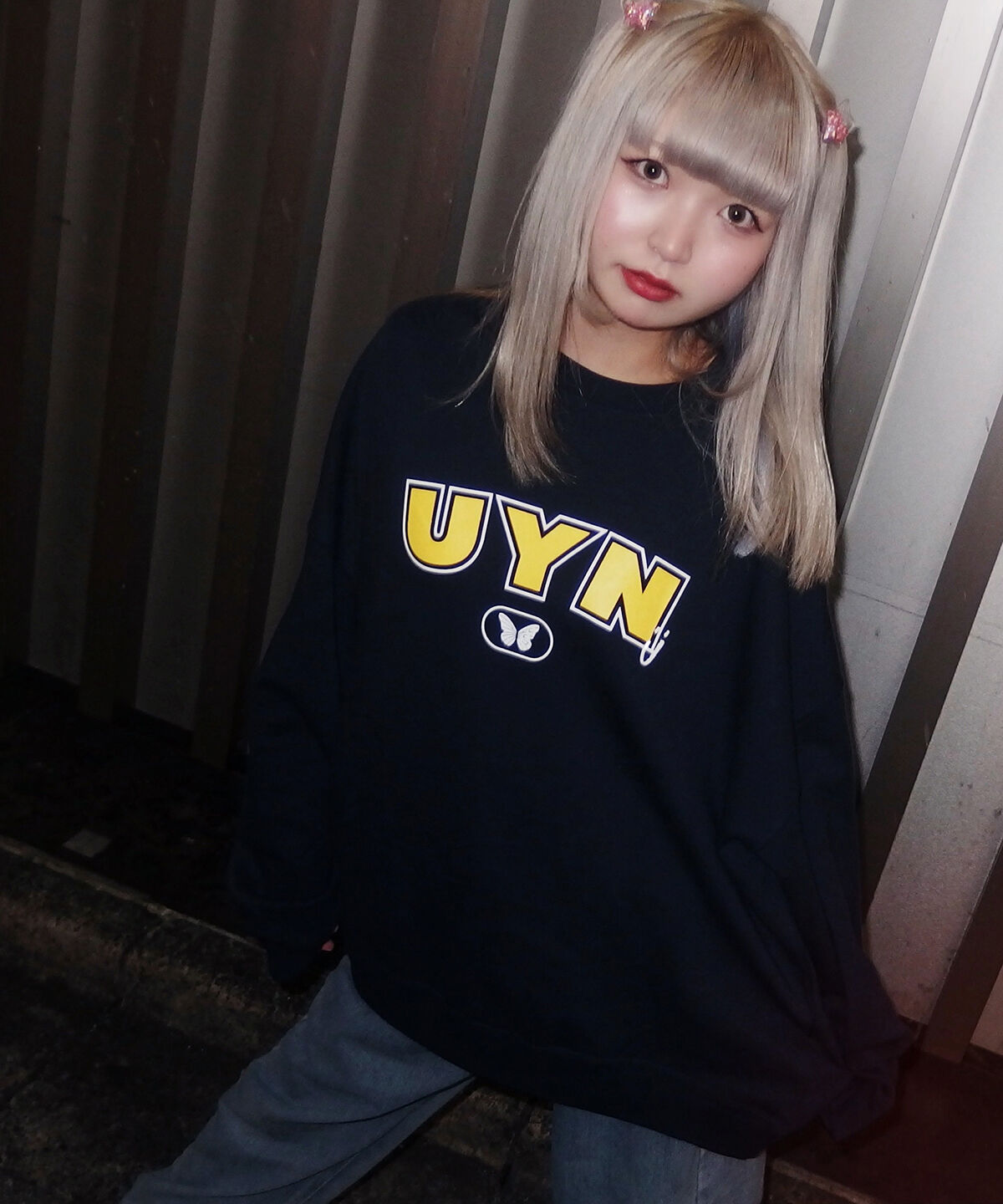 uyuni Over Sized Crew Neck（NAVY×YELLOW） | uyuni