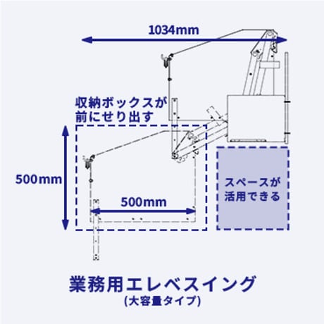 昇降式収納棚 業務用エレベスイング 壁取付タイプ 大容量タイプ