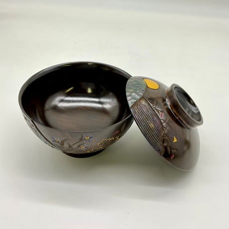 月の桜椀(φ13×7) 蓋付 桜のお山　B