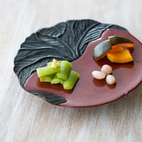 タイムSALE♥️川添日記 おたふく深皿30cm おたふく深皿（φ24×6） 野草 | 草木彫 川添日記