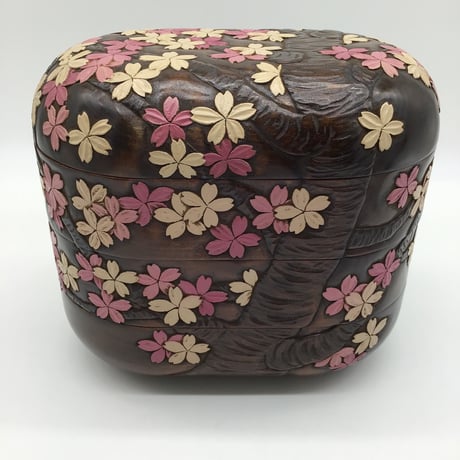 季節重 楕円(25 ×16× 22.5)  桜木付　三段　受皿付