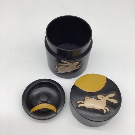 茶筒 角(φ7.5×10)　月うさぎ