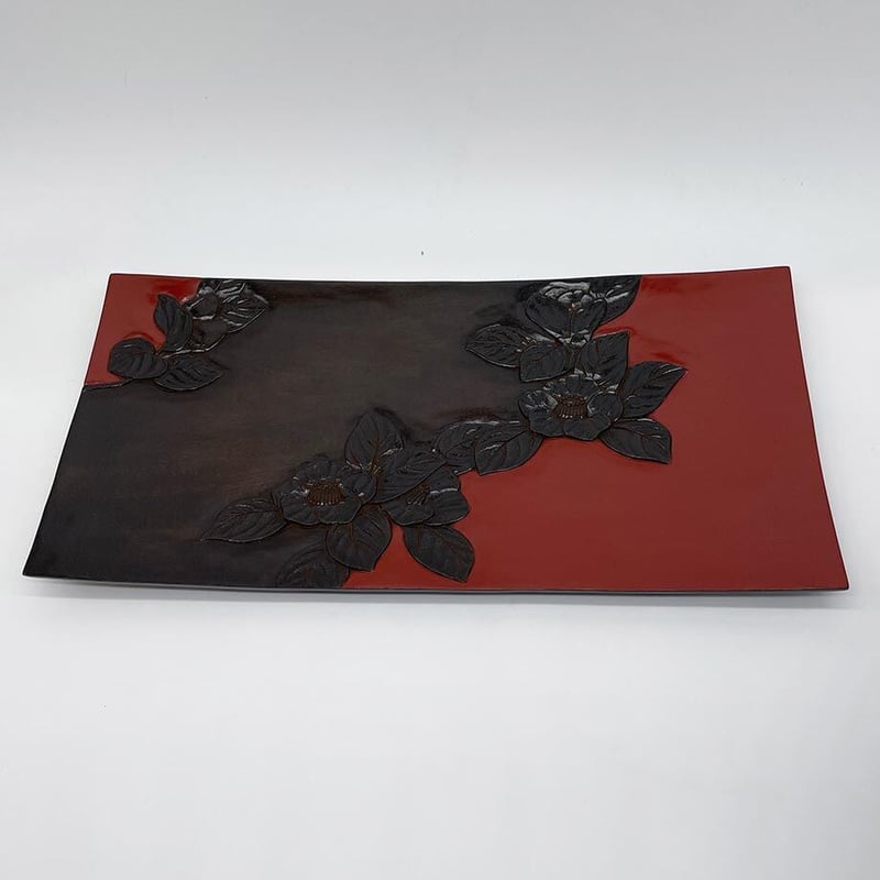 語り皿（40×20×2.5） 椿 | 草木彫 川添日記