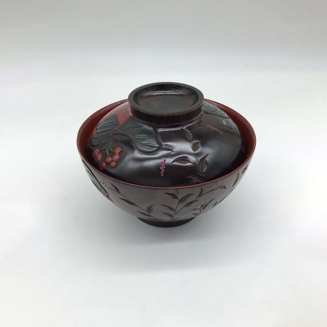 月の桜椀(φ7×13) 蓋付 山帰来 野草  A
