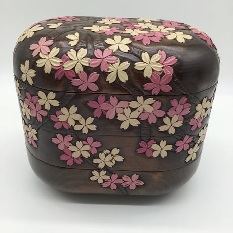 季節重 楕円(25 ×16× 22.5)  桜木付　三段　受皿付
