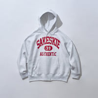 ■College Logo Sweat Pullover Hoodie ( Ash Gray × RED ）