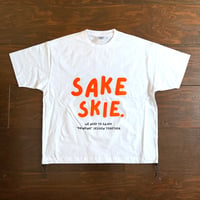 ■Drawcord T-shirt ( White × Orange )