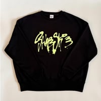 ■SAKESKIE Logo Wide CrewNeck Sweat (Black × NEON Yellow)