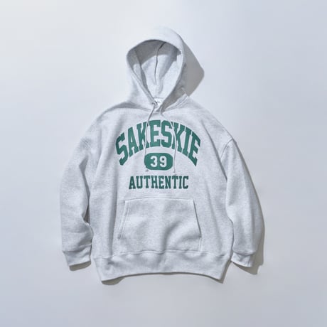 ■College Logo Sweat Pullover Hoodie ( Ash Gray ×  GREEN）