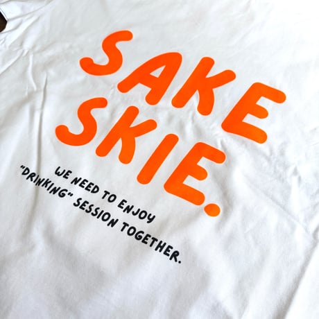 ■Drawcord T-shirt ( White × Orange )