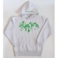 ▪️SAKESKIE Logo Sweat Pullover Hoodie ( Ash Gray ×  NEON GREEN）