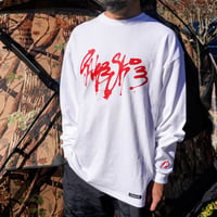 ■Asimocrafts × SAKESKIE  ／ 9.1oz Long Sleeve Logo T-shirt (White × Red)