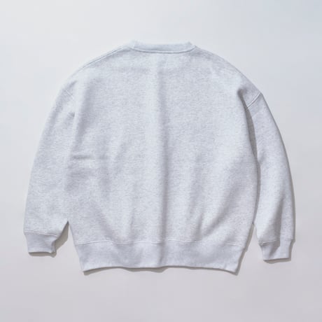 ■SAKESKIE College Logo Wide CrewNeck Sweat (Ash Gray × Navy)