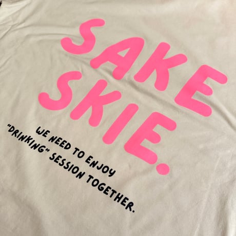 ■Drawcord T-shirt ( Beige × Neon Pink )