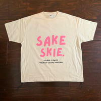 ■Drawcord T-shirt ( Beige × Neon Pink )
