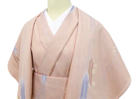 受注生産　洗える着物の仕立て付き ポリエステル 矢絣に桜(夏反物) バチ衿単衣仕立て 反物・仕立て代込み 単衣ハイテク仕立て オーダーサイズ