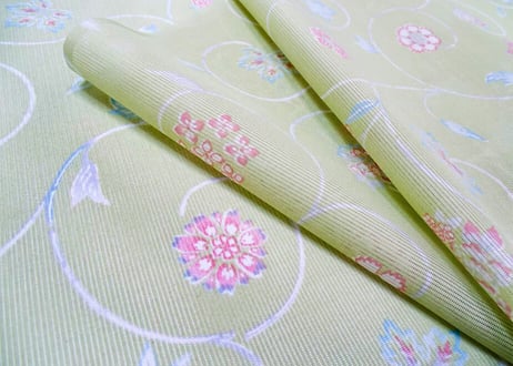 受注生産　洗える着物の仕立て付き ポリエステル 花唐草(夏反物) バチ衿単衣仕立て 反物・仕立て代込み 単衣ハイテク仕立て オーダーサイズ