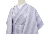 受注生産　洗える着物の仕立て付き ポリエステル 縞に撫子 (夏反物) バチ衿単衣仕立て 反物・仕立て代込み 単衣ハイテク仕立て オーダーサイズ