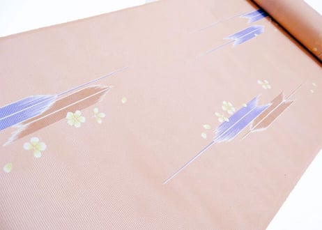 受注生産　洗える着物の仕立て付き ポリエステル 矢絣に桜(夏反物) バチ衿単衣仕立て 反物・仕立て代込み 単衣ハイテク仕立て オーダーサイズ