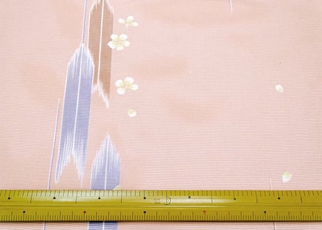 受注生産　洗える着物の仕立て付き ポリエステル 矢絣に桜(夏反物) バチ衿単衣仕立て 反物・仕立て代込み 単衣ハイテク仕立て オーダーサイズ