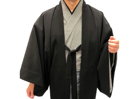 十徳 東レ素材使用 (東レ セオ絽ちりめん 黒) ハイテクミシン仕立て 男性用 S M L LL お誂え 茶道用