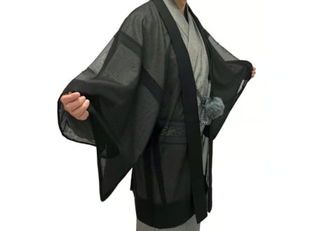 羽織 東レ素材使用 (東レ 爽竹駒紗 黒) ハイテクミシン仕立て 男性用 女性用 S M L LL お誂え 単衣
