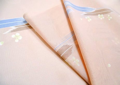受注生産　洗える着物の仕立て付き ポリエステル 矢絣に桜(夏反物) バチ衿単衣仕立て 反物・仕立て代込み 単衣ハイテク仕立て オーダーサイズ