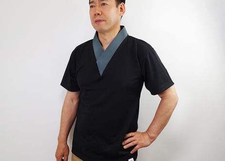 受注生産 Asumo Tシャツ襦袢 男性用 春夏秋冬 胸元マジックテープ調整 ポリエステル素材 シャツ2色 半衿11色 S-3L