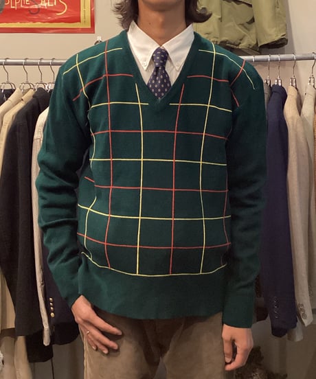 【MONTGOMERY WARD】70's CHECK KNIT sizeL