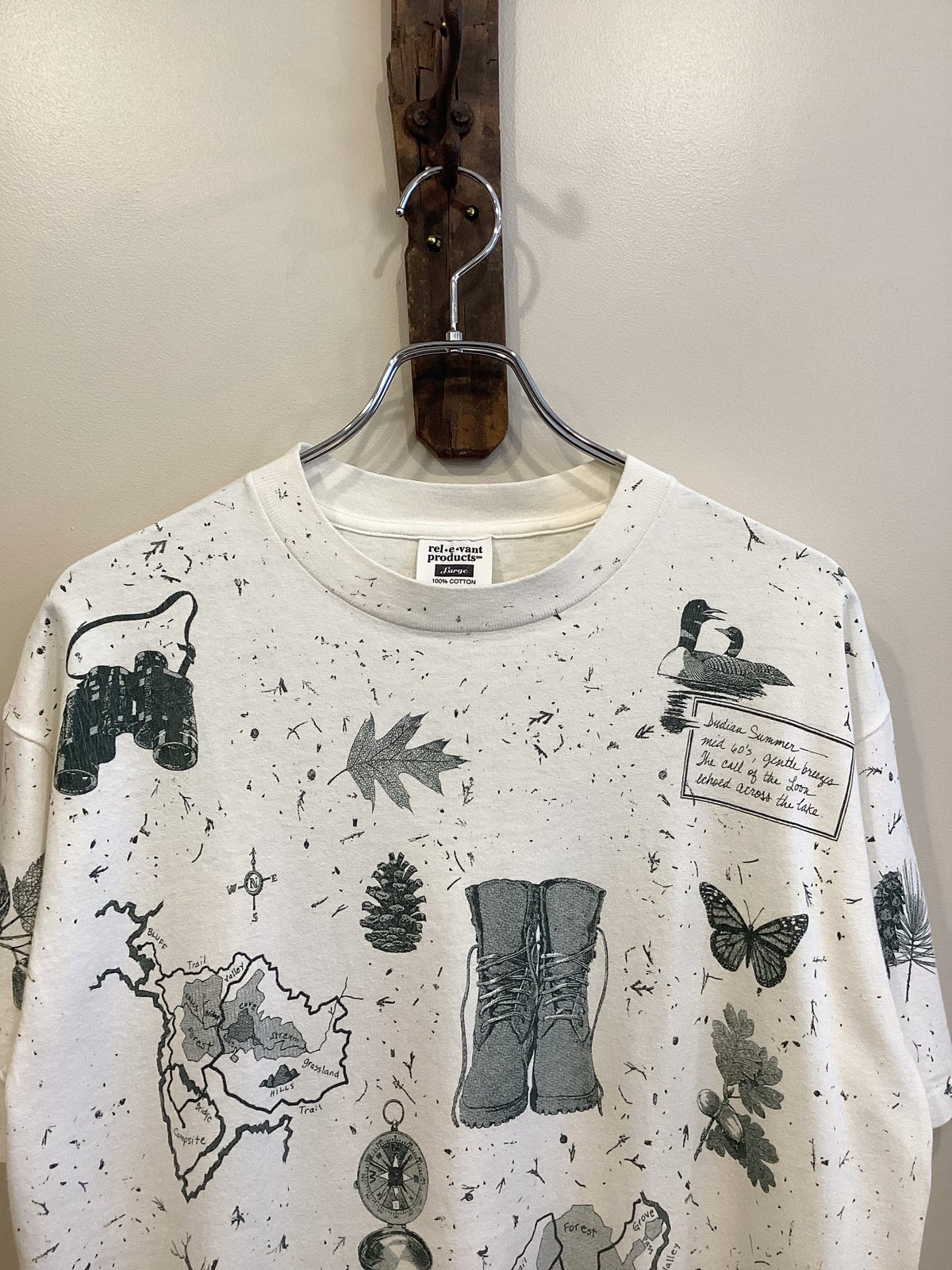 rel•e•vant products プリントTシャツ dogTシャツ 古着 90's rel・e・vant 総柄プリント Tシャツ 