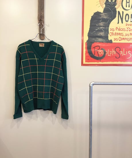 【MONTGOMERY WARD】70's CHECK KNIT sizeL