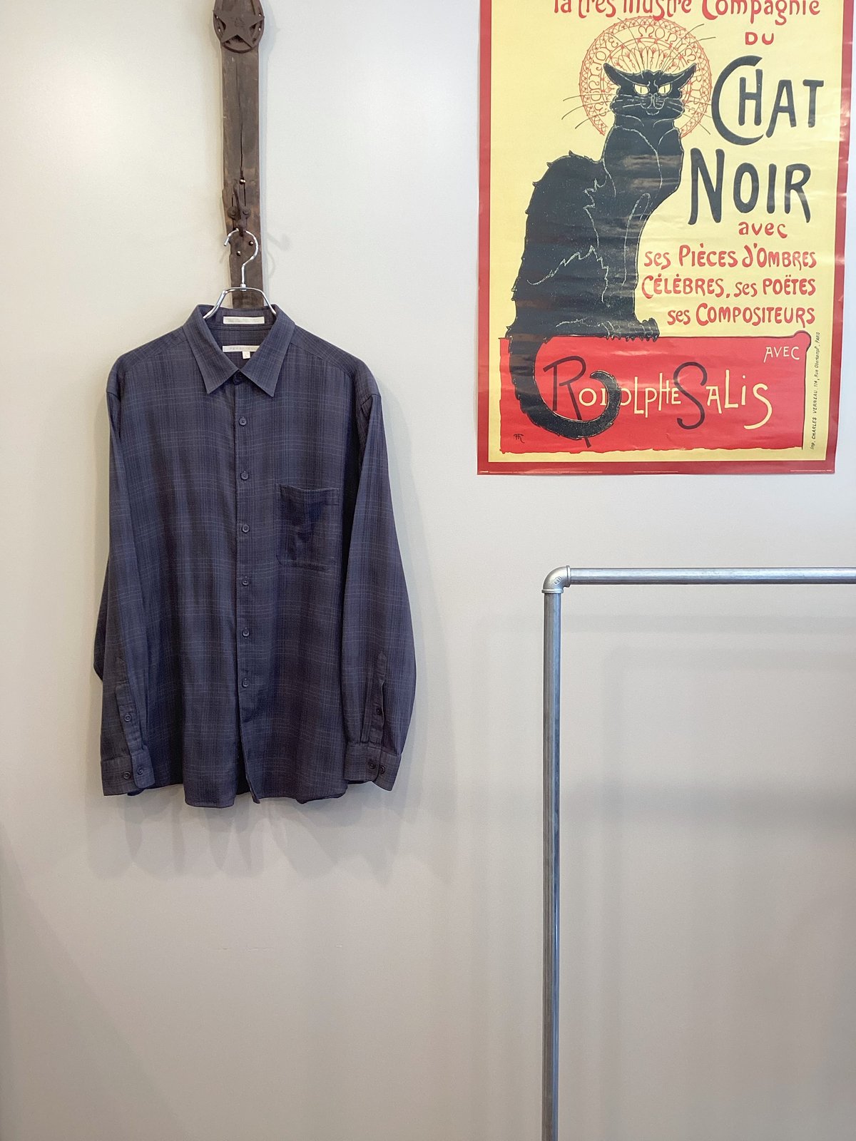 PERRY ELLIS】CHECK REGULAR COLLAR SHIRT sizeL |