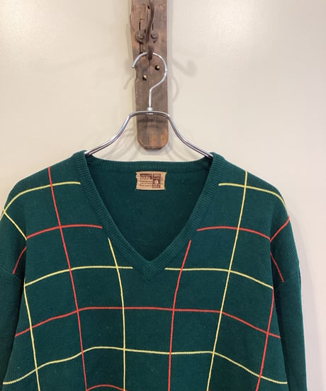 【MONTGOMERY WARD】70's CHECK KNIT sizeL
