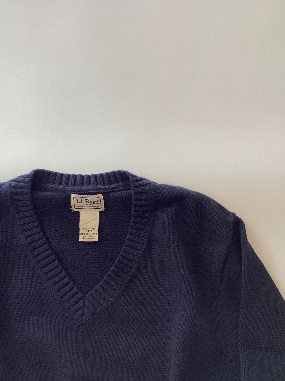 90s llbeanエルエルビーンコットンニット ＶネックY2K vintage 1990s l.l.bean mixed Vneck nep knit USA製 エルエルビーン