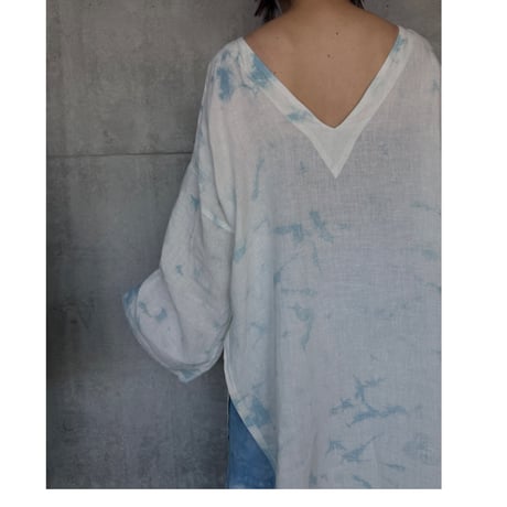 NO.88 PREMIUM HEMP DRESS 藍   -花影-