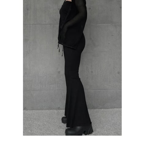 NO.103  BELL PANTS RIB <RANDOM RIBS 白/黒＞