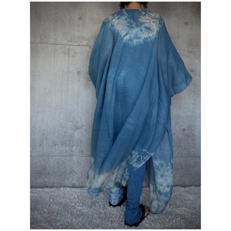 NO.64  RAMIE KAFTAN DRESS  炭色　-花影-【SIZE0】